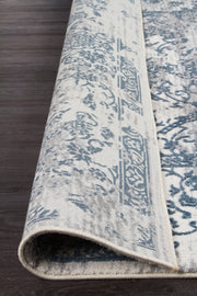 Yasmin Distressed Transitional Rug White Blue Grey