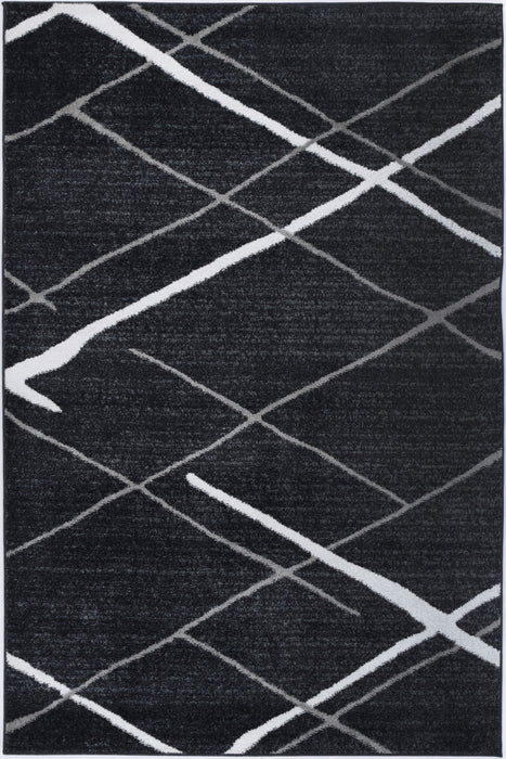 Paisley Abstract Stripe Charcoal Rug