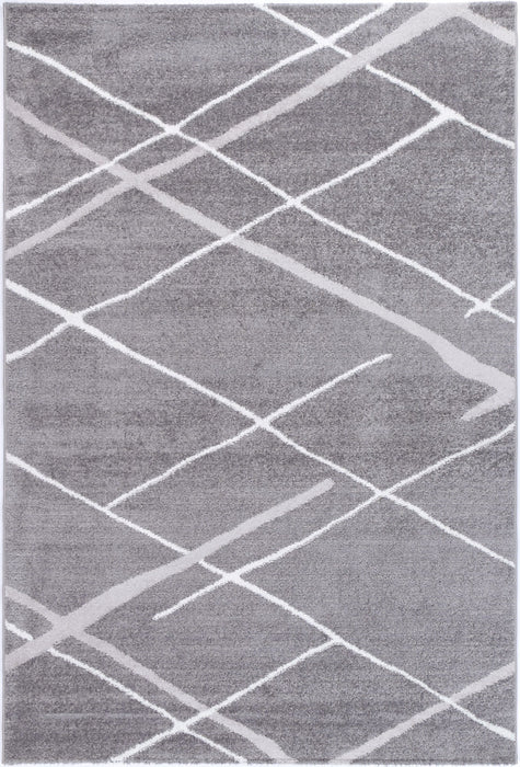 Paisley Abstract Stripe Grey Rug