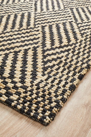 Kenya Tribal Natural Black Jute Rug