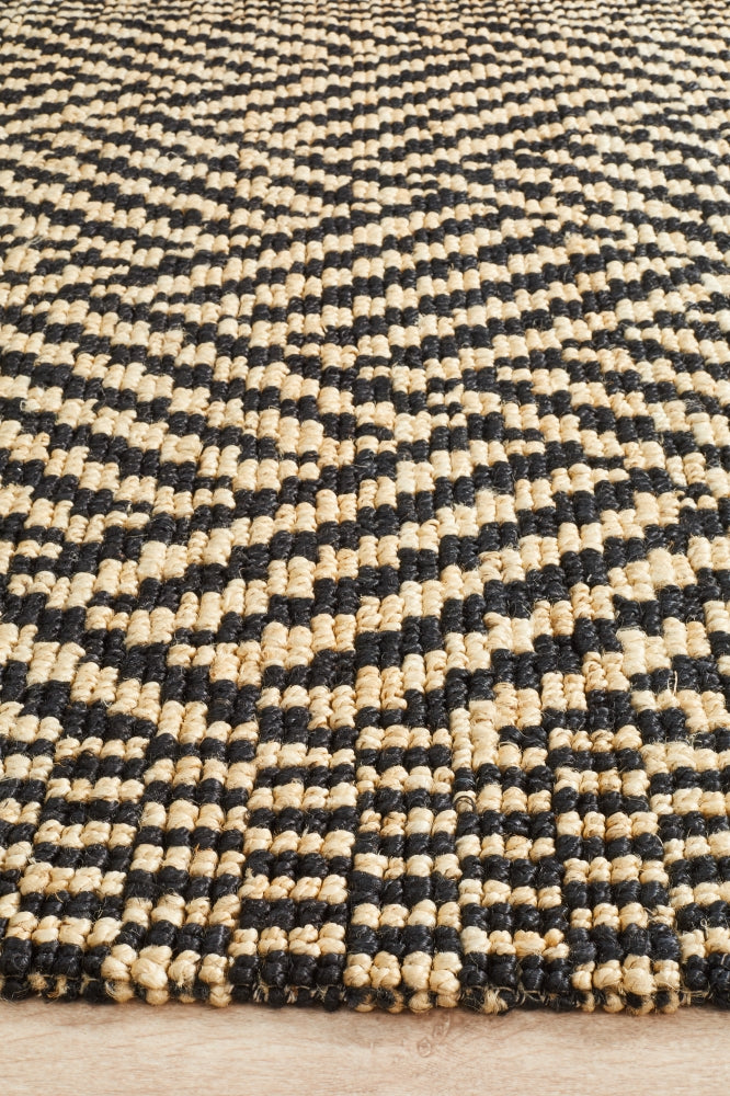 Kenya Tribal Natural Black Jute Rug
