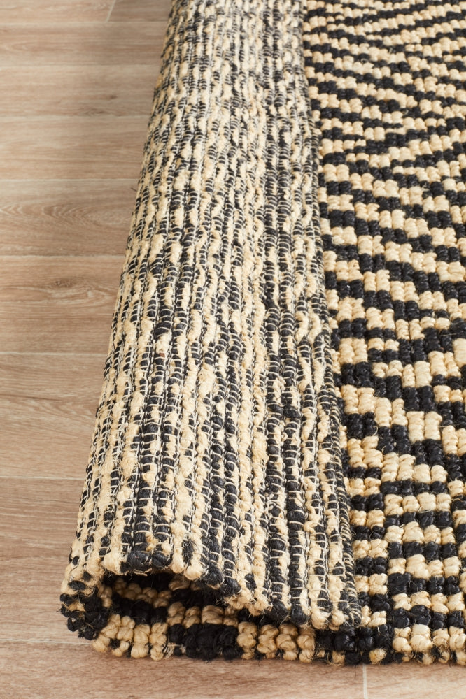 Kenya Tribal Natural Black Jute Rug