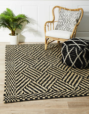 Kenya Tribal Natural Black Jute Rug