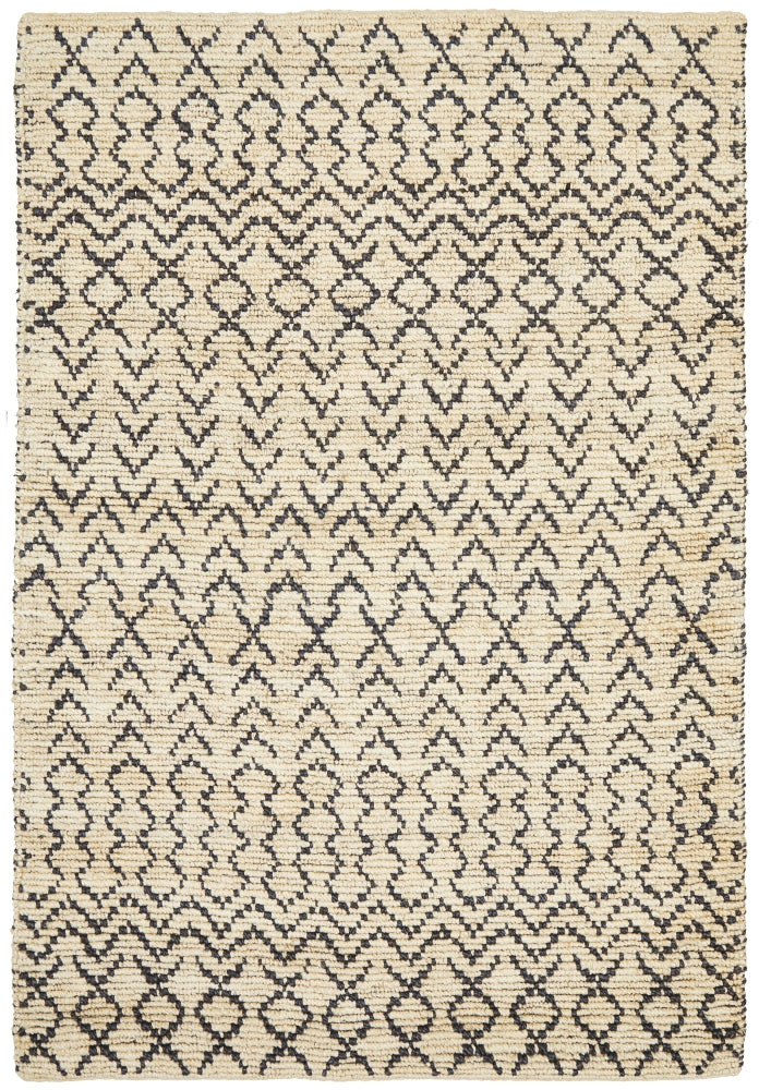Coastal Tribal Natural Black Jute Rug
