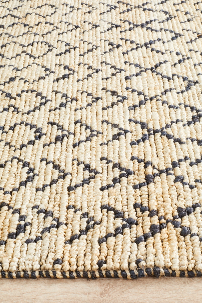 Coastal Tribal Natural Black Jute Rug