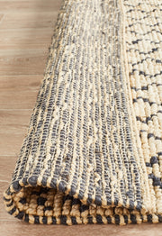 Coastal Tribal Natural Black Jute Rug