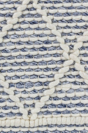 Albino Fringe Blue White Wool Rug