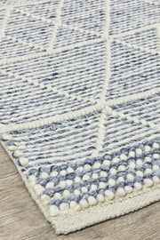Albino Blue White Wool Rug