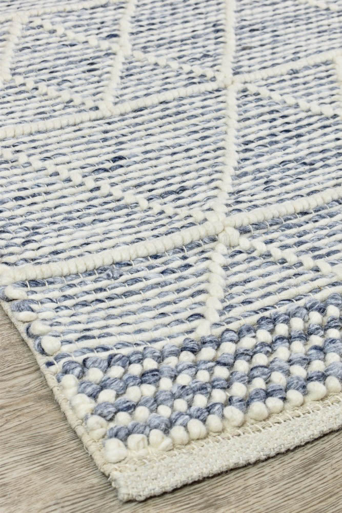 Albino Blue White Wool Rug