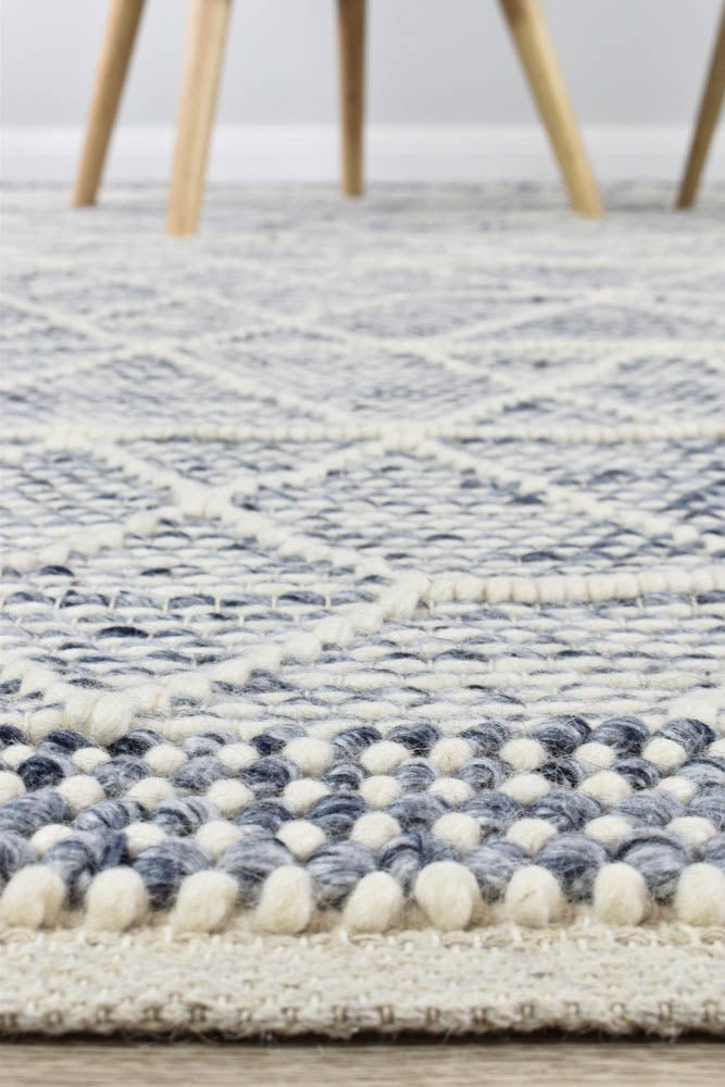 Albino Blue White Wool Rug