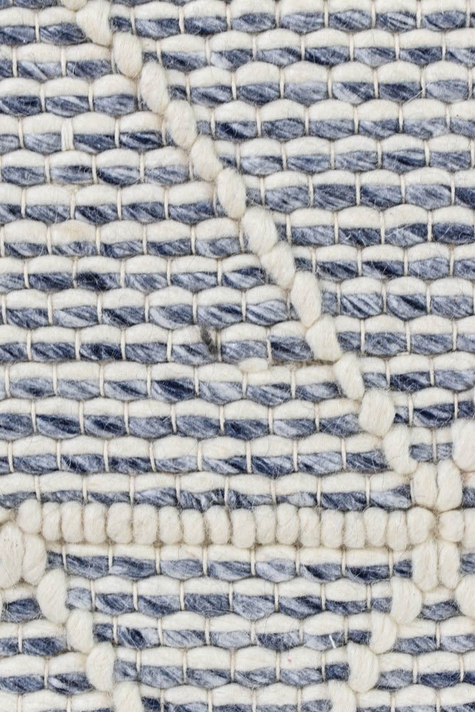 Albino Blue White Wool Rug