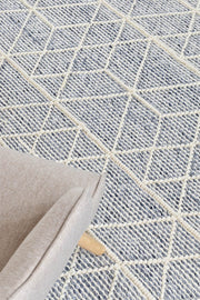 Albino Blue White Wool Rug