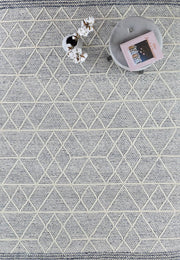 Albino Blue White Wool Rug