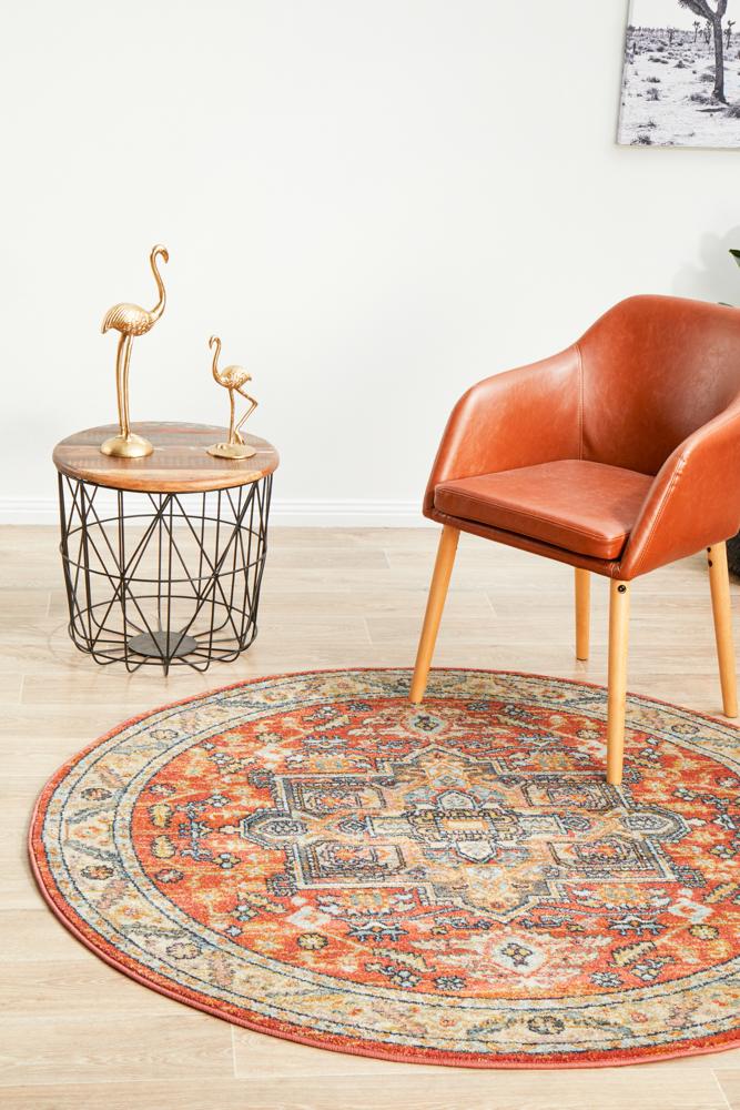 Bequest Heirloom Terracotta Round Rug — SydneyRugsOnline