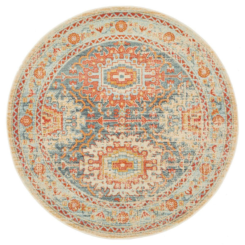 Bequest Sprig Blue Round Rug