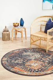 Bequest Rod Navy Round Rug