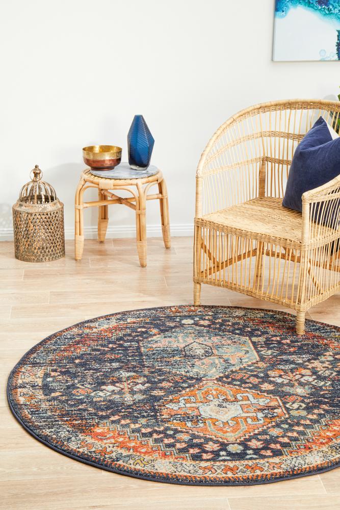 Bequest Rod Navy Round Rug