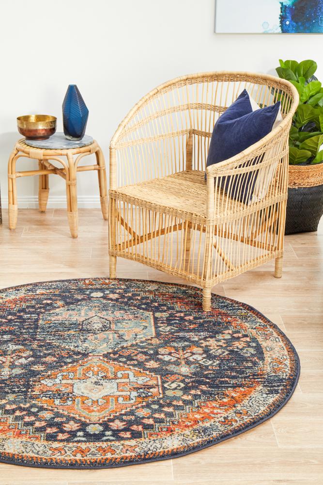 Bequest Rod Navy Round Rug