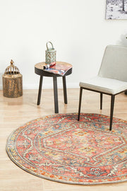 Bequest Reversion Crimson Round Rug