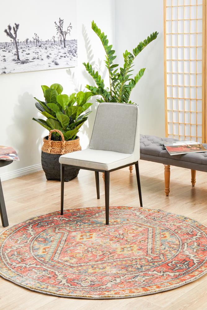 Bequest Reversion Crimson Round Rug