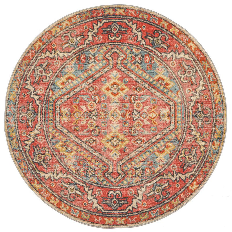 Bequest Reversion Crimson Round Rug