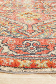 Bequest Reversion Crimson Round Rug