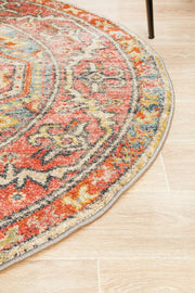 Bequest Reversion Crimson Round Rug