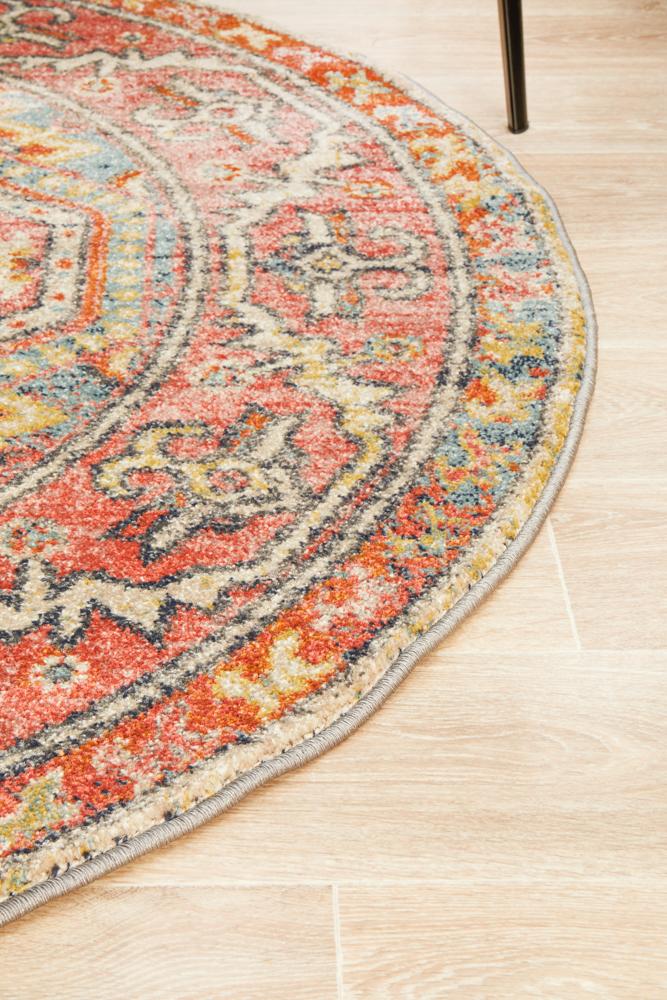 Bequest Reversion Crimson Round Rug