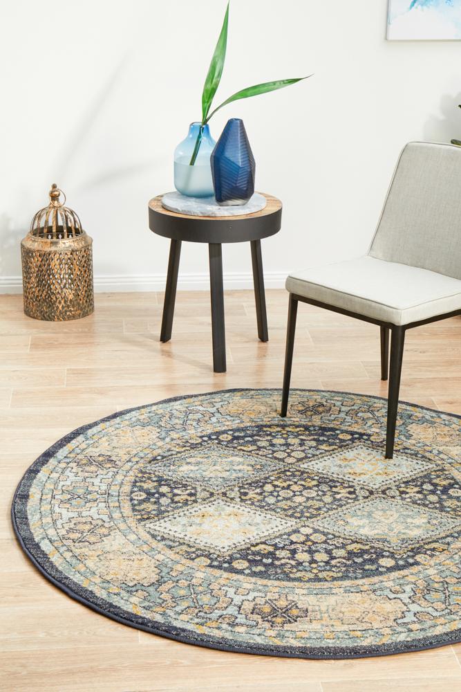 Bequest Patrimony Navy Round Rug