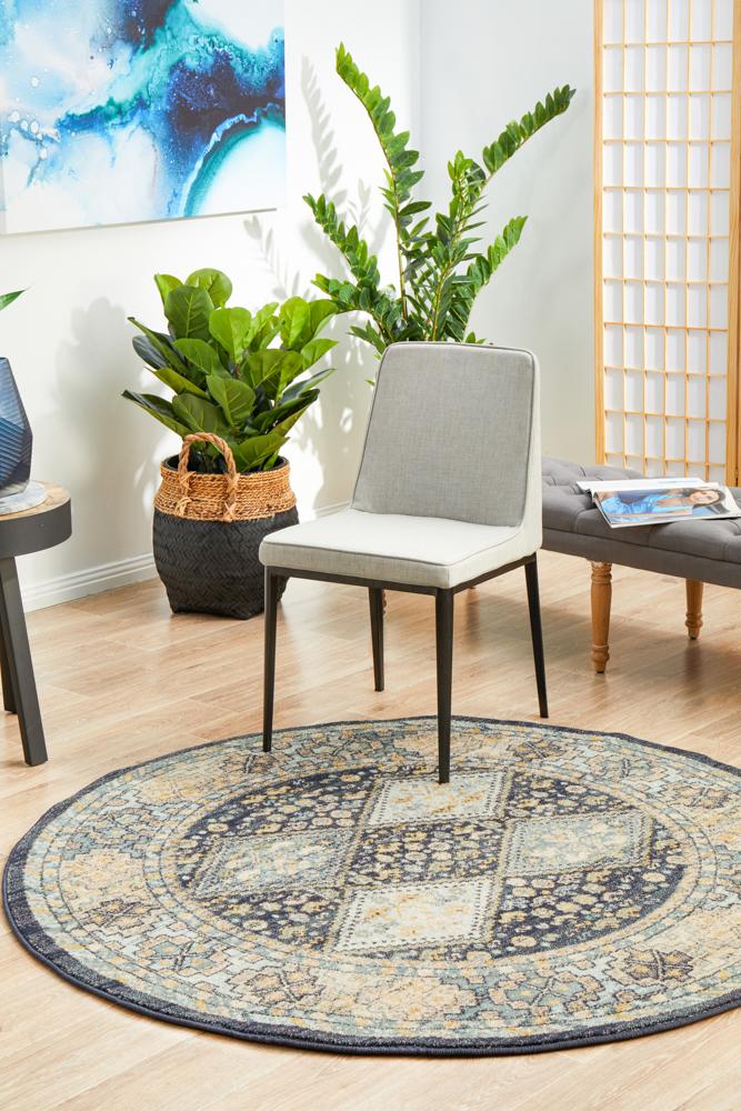 Bequest Patrimony Navy Round Rug