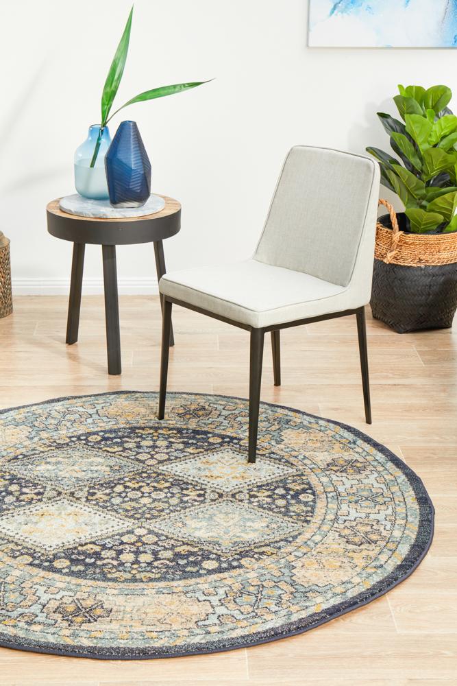Bequest Patrimony Navy Round Rug
