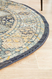 Bequest Patrimony Navy Round Rug