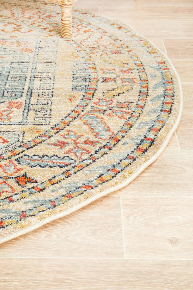 Bequest Relic Sky Blue Round Rug