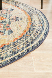 Bequest Souvenir Navy Round Rug