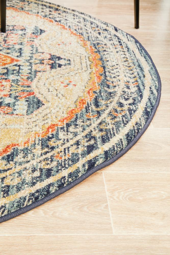 Bequest Souvenir Navy Round Rug