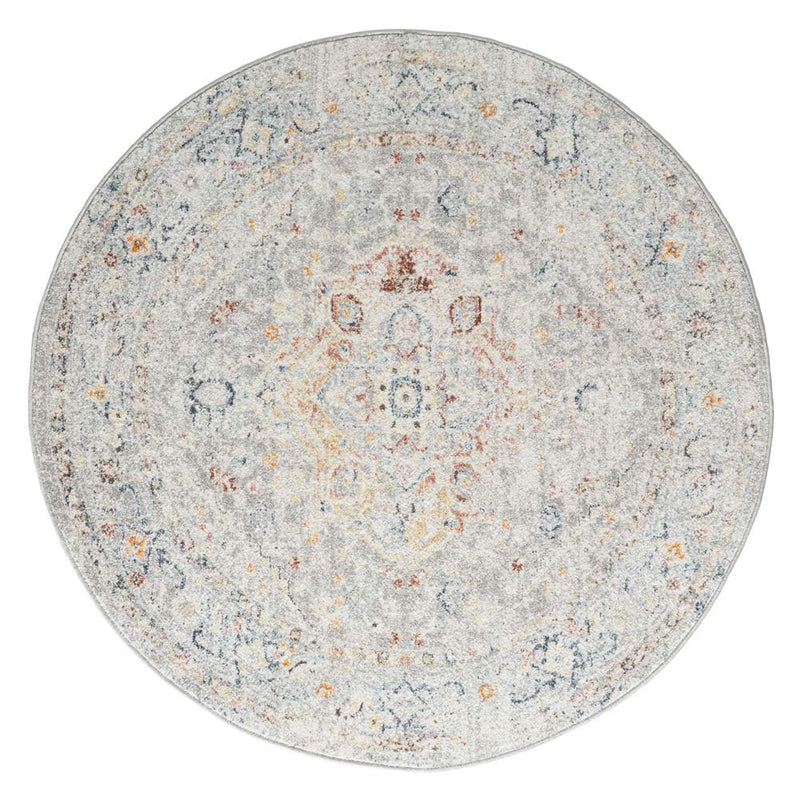 Phoebe meditating Light Grey Round Rug