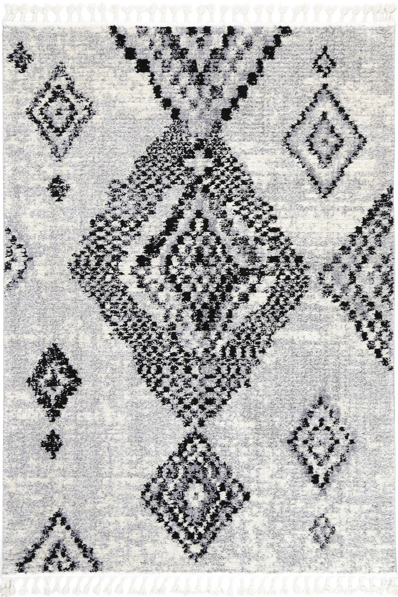 Mansur Grey Boho Diamond Rug