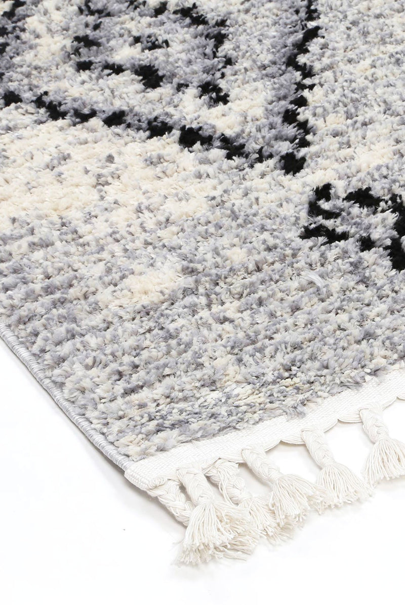 Mansur Grey Boho Diamond Rug