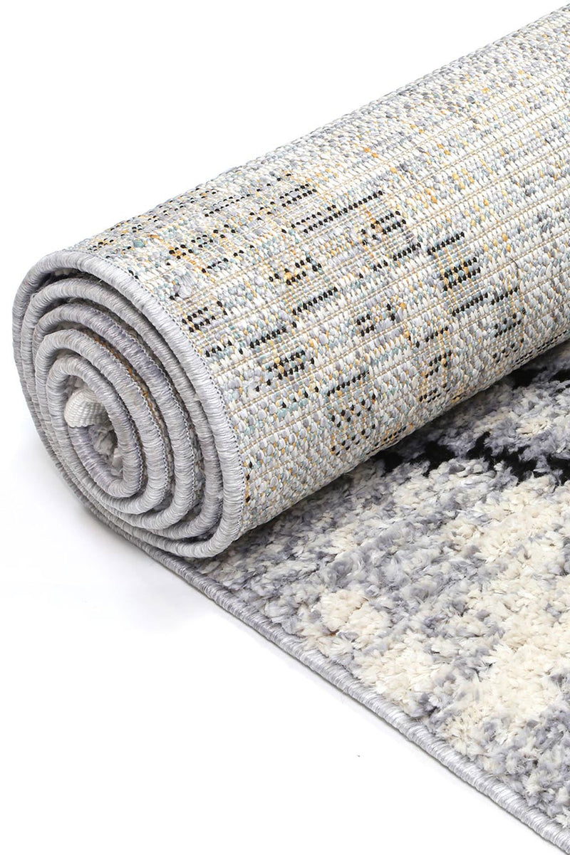 Mansur Grey Boho Diamond Rug