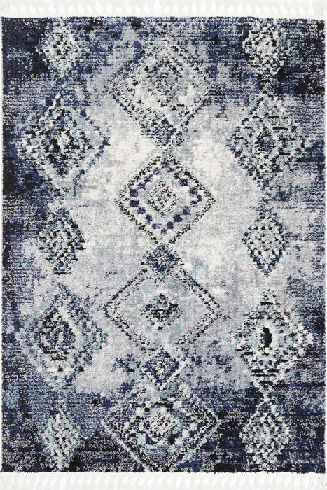 Mansur Navy Blue Diamond Abstract Rug