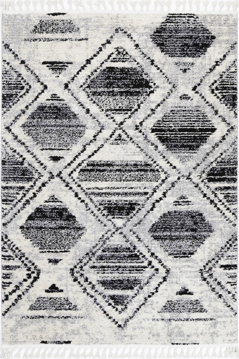 Mansur Black White Diamond Rug