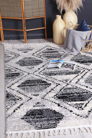Mansur Black White Diamond Rug