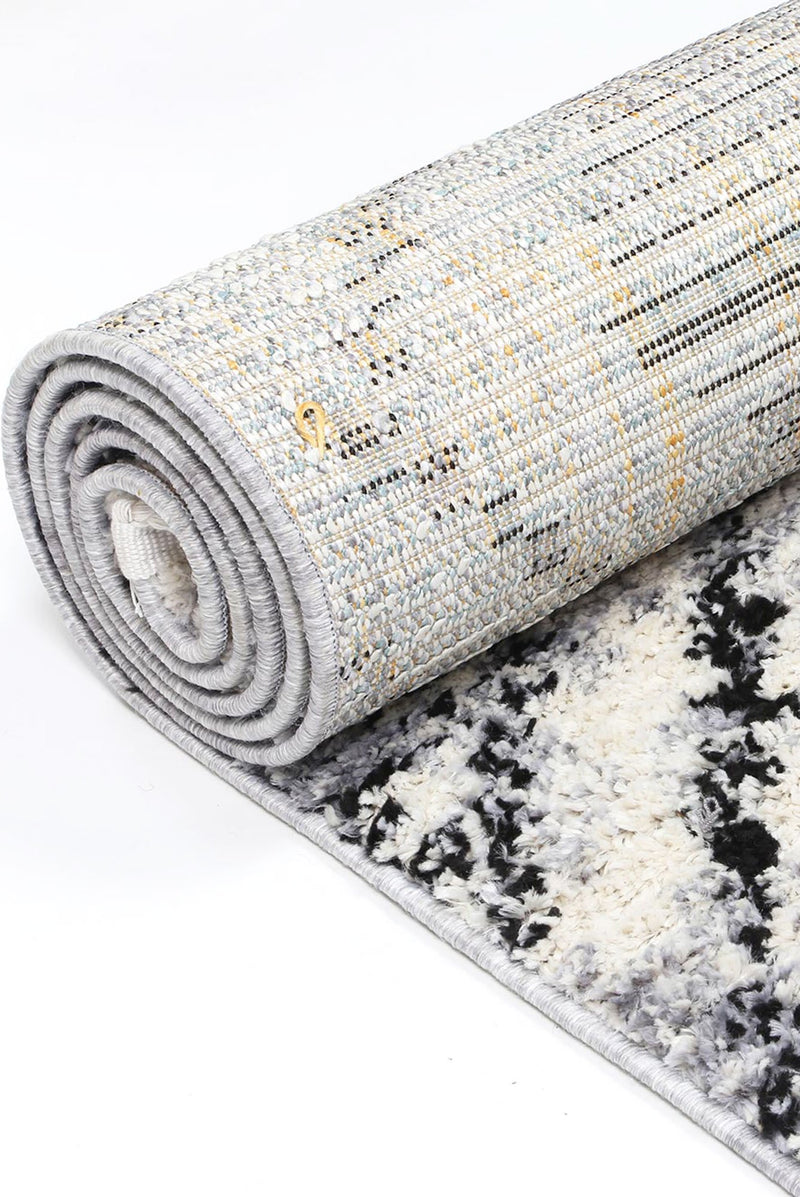 Mansur Black White Diamond Rug