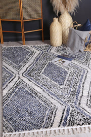 Mansur Navy Blue Geometric Rug