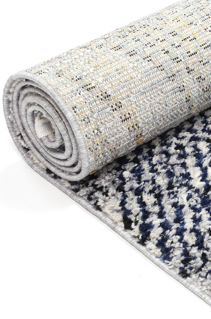 Mansur Navy Blue Geometric Rug