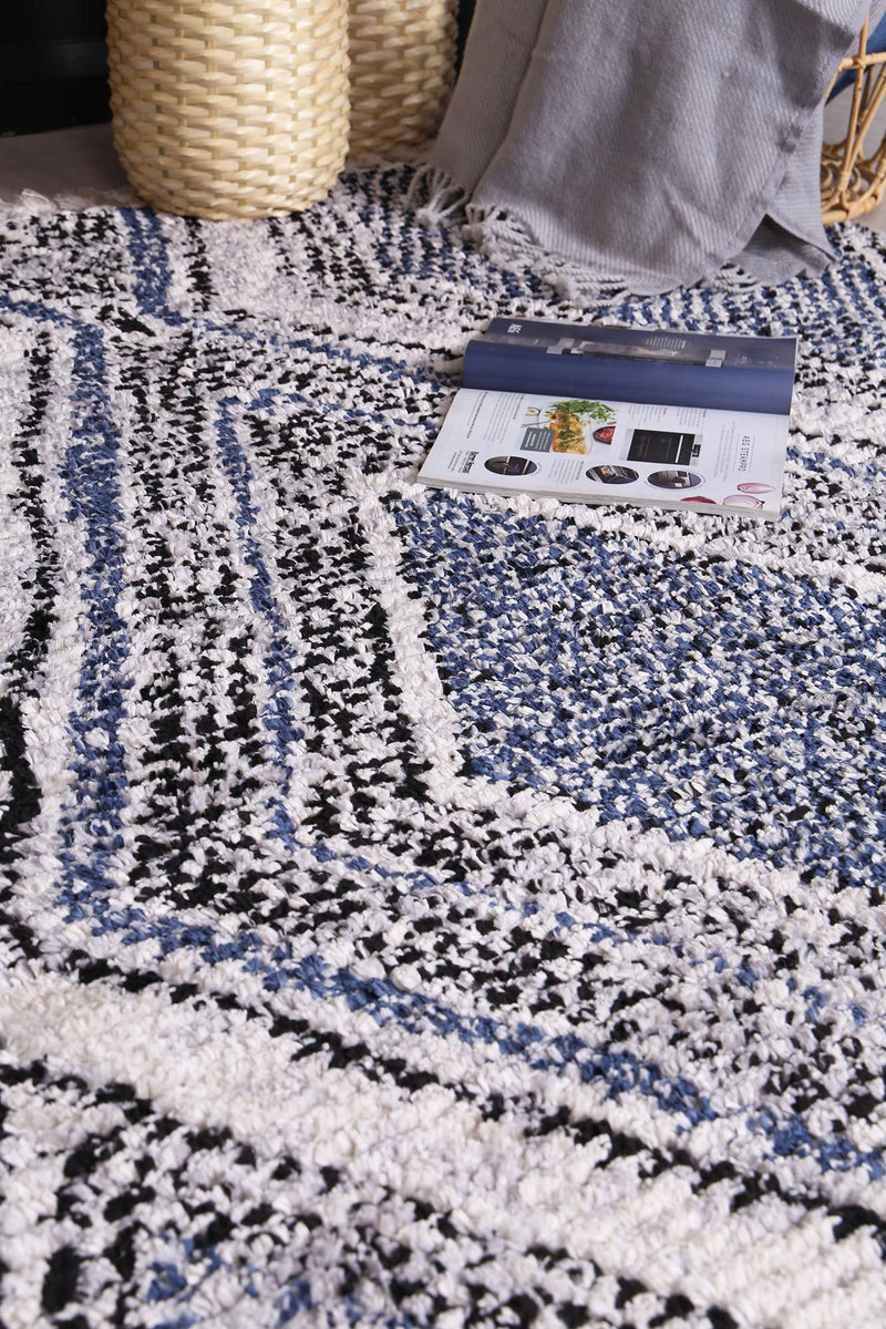 Mansur Navy Blue Geometric Rug