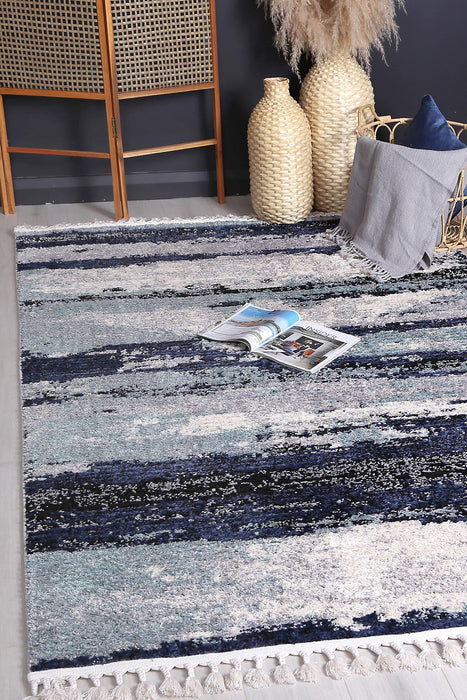 Mansur Navy Blue Abstract Rug