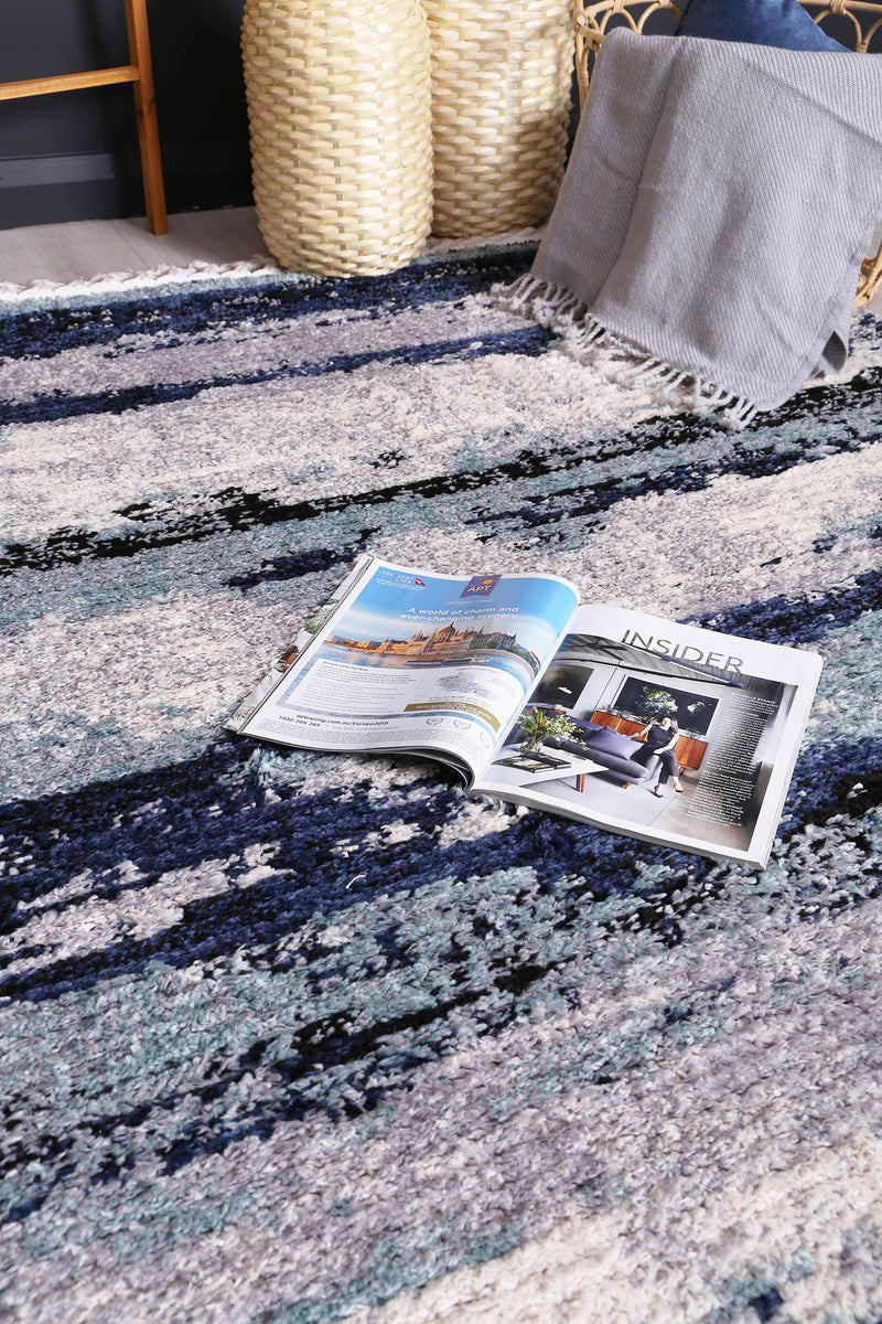 Mansur Navy Blue Abstract Rug