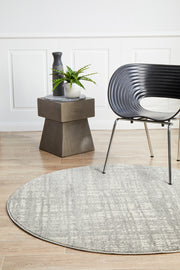 Ashley Abstract Modern Silver Grey Round Rug