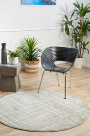 Ashley Abstract Modern Silver Grey Round Rug
